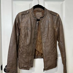 Sebby Brown Garment Dyed Faux Leather Jacket